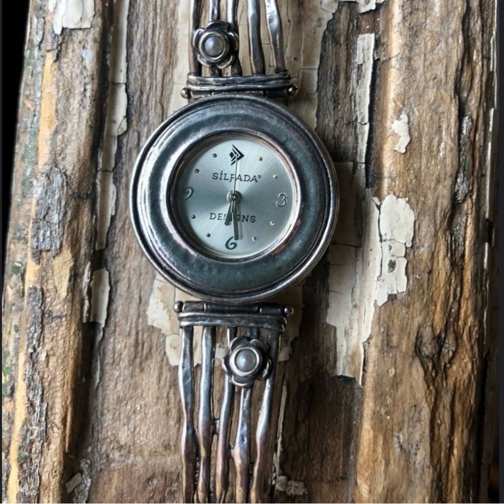 Silpada Watch Sterling and Pearl Rare Vintage Retired T1315 Hammered Silver - Picture 10 of 10